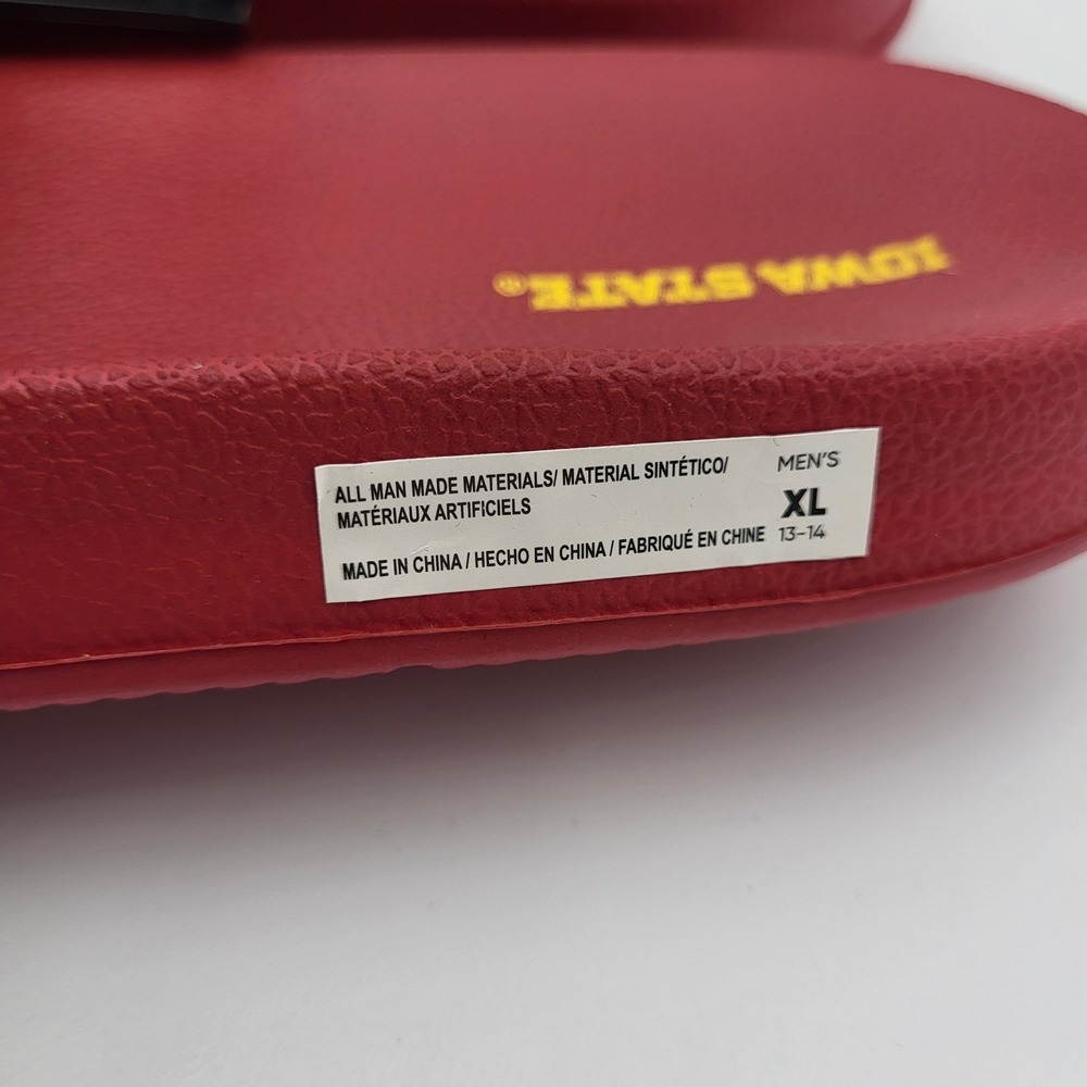 Iowa State Cyclones Molded Slides FOCO Men's XL 13-14 Red‎ Team Stripe - Picture 7 of 9